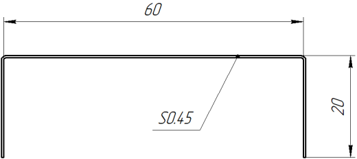 Декоративная накладка 20x60x20 мм, 9005 черный янтарь матовый
