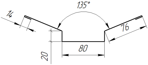 Планка ендовы верхняя 76x76x2000 мм, Картэн