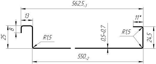 Фальцевая кровля 562/550x0,45 мм, Картэн
