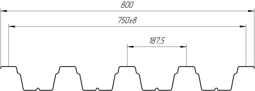 Профнастил Н75 800/750x0,65 мм, 9005 черный янтарь глянцевый