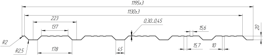 Профнастил К20 1195/1130х0,45 мм, Дуб Кельтик 3D